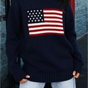 John Galt Navy Flag Crew Neck Sweater